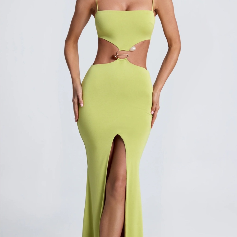 Elegant Lime Green Cutout Dress